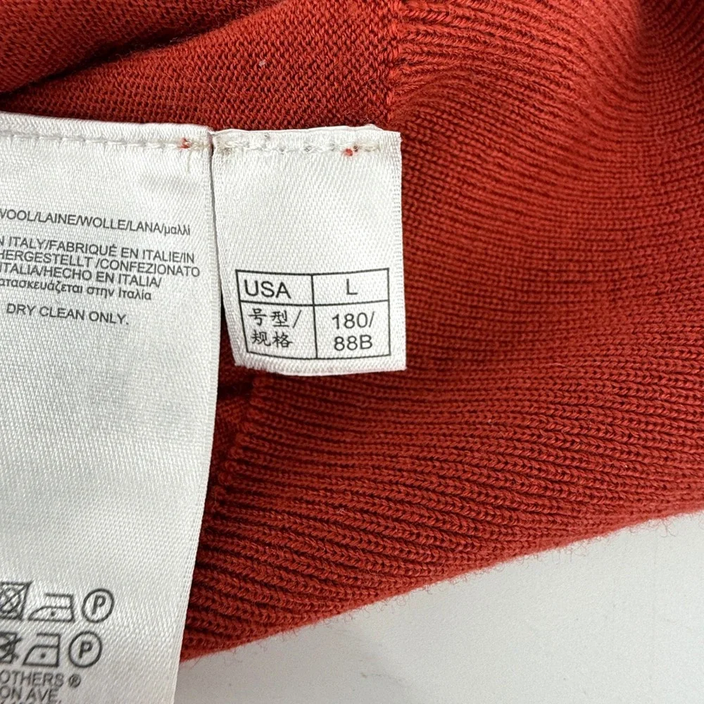 Brooks Brothers‎ Mens Wool V-Neck Sweater Large Terracotta Red Made in Italy